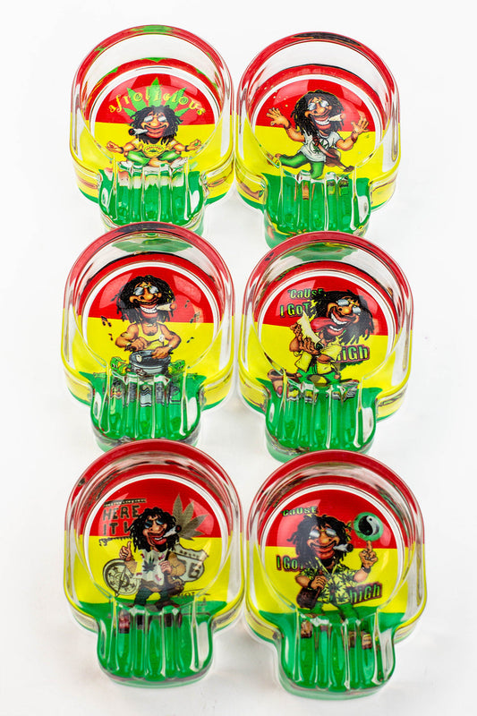 Skull shape glass ashtray Box of 6