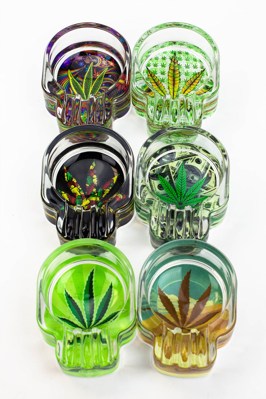 Skull shape glass ashtray Box of 6