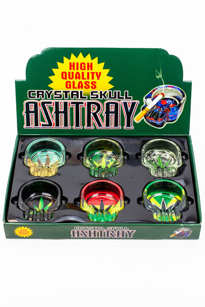 Skull shape glass ashtray Box of 6