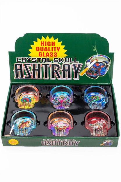 Skull shape glass ashtray Box of 6