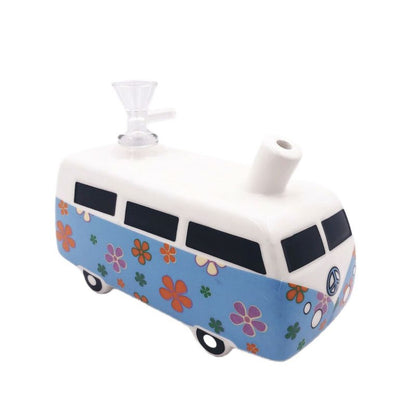 6.9″ Hippie Bus Ceramic Bong –  Retro Flower Power Design  [ES084WP]