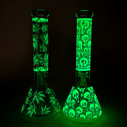 14″ Glow-in-the-Dark Glass Beaker Bong [C803x]