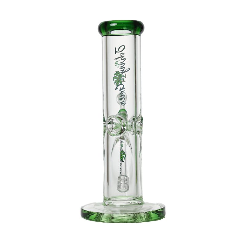 Johnny Green | 10″ 9mm Straight Tube with Grid Percolator Slide – Green (MJG-011)