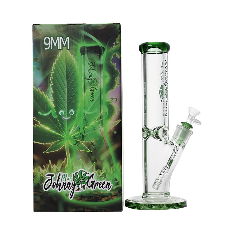 Johnny Green 12″ 9mm Straight Tube with Grid Percolator Slide – Green (MJG-012)
