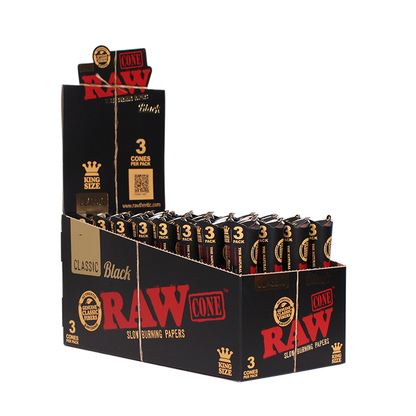 RAW | Black Natural King size Unrefined Pre-Rolled Cone