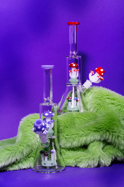 Red Eye Glass® | 12" Tall Red Amanita Dual Chamber Beaker Base Water Pipe