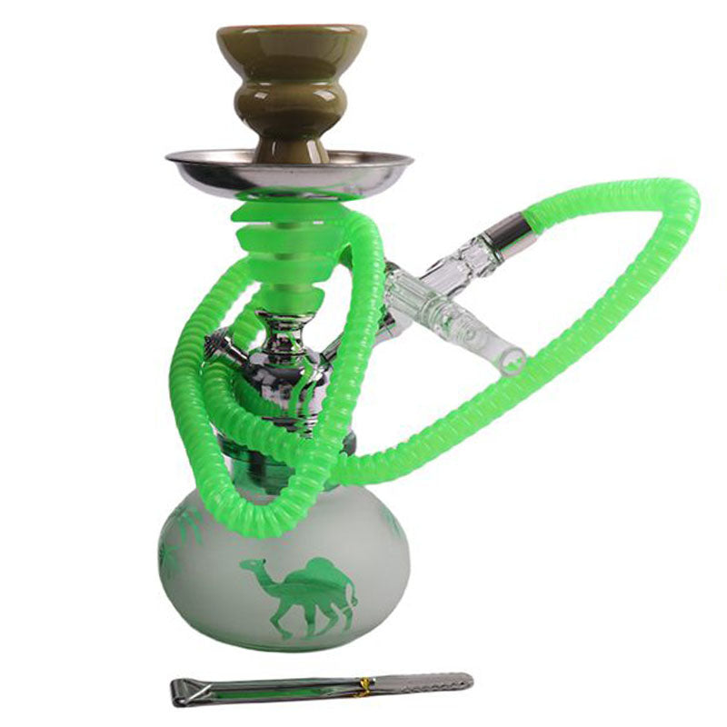 10" Hookah Single Hose, DUNES Shape Green Color [SMKE-016]