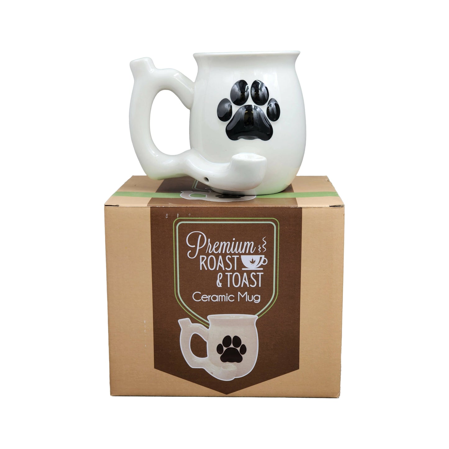 dog paw mug - white with black paw