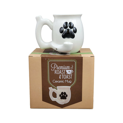 dog paw mug - white with black paw