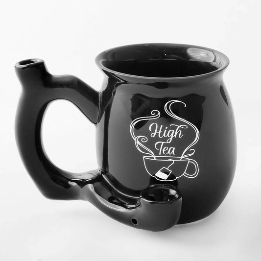 HIGH TEA ROAST AND TOAST PIPE MUG - SHINY BLACK WITH WHITE IMPRINT