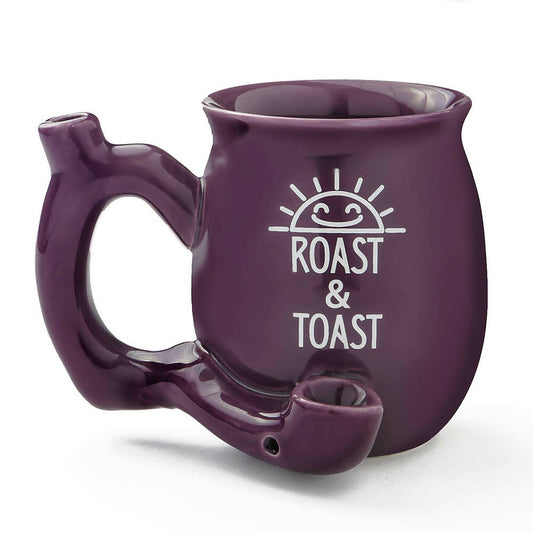PREMIUM ROAST & TOAST PIPE MUG - SHINY PLUM WITH WHITE PRINT